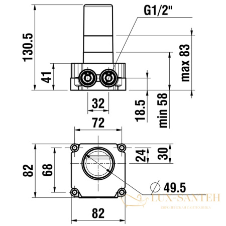 встраиваемый механизм смесителя laufen simibox 1-point hf574036000000