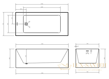 ванна акриловая свободностоящая abber ab9274-1.7, белый глянцевый
