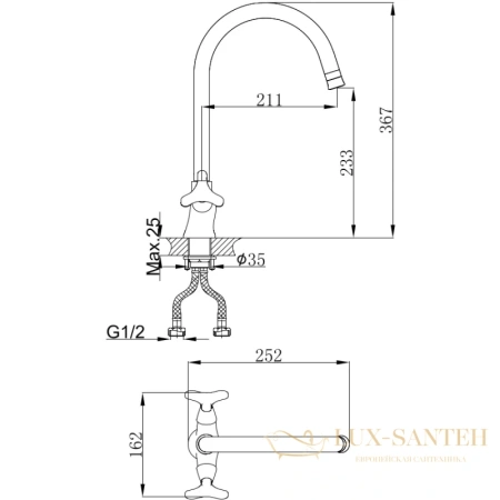 смеситель d&k hessen.goethe da1382441 для кухни, хром