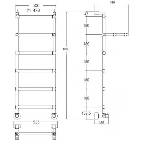 полотенцесушитель водяной margaroli sole 4424706crp, с полкой, высота 107.2 см, ширина 53 см, хром