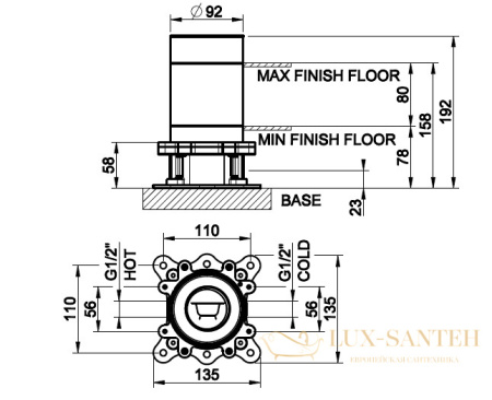 встраиваемая часть gessi 46189.031 для напольного смесителя