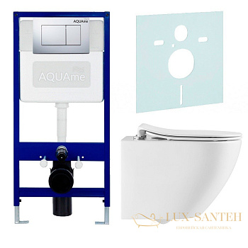 комплект aquame aqm41002pro: инсталляция aqm4002, панель смыва aqm4102cr, унитаз aqm2002pro, шумоизоляция aqm0005