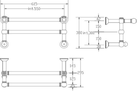 полотенцесушитель водяной margaroli sereno 9-492 492550crn, высота 38 см, ширина 61.5 см, хром