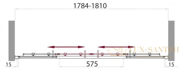 душевая дверь belbagno uno-bf-2 uno-bf-2-180-p-cr 180 см, стекло текстурное