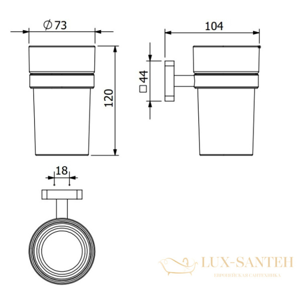 стакан для зубных щеток подвесной kludi vela s, 2597505, хром глянцевый