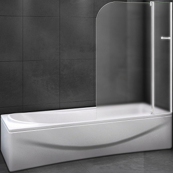 шторка на ванну cezares relax relax-v-11-100/140-p-bi-r 100 см r профиль серый, стекло рифленое