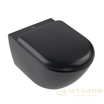 унитаз подвесной villeroy&boch antao 4674t0r7 pure black ceramicplus, безободковый, торнадо, черный матовый