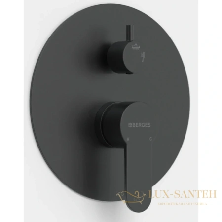 душевой комплект berges nardis 2r 071004 230 мм, черный матовый
