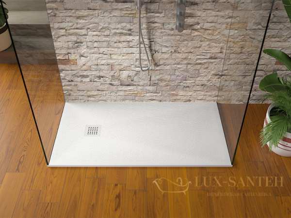 поддон керамический hatria petra_h3 pa10008000100 с сифоном, размер 100x80x3 см, белый/нержавеющая сталь