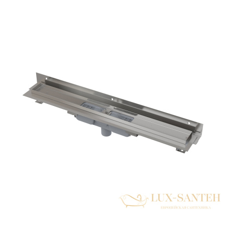 alcaplast apz4 flexible водоотводящий желоб для перфорированной решетки с регулируемым краем к стене низкий, вертикальный сток, 650 мм apz1104-650