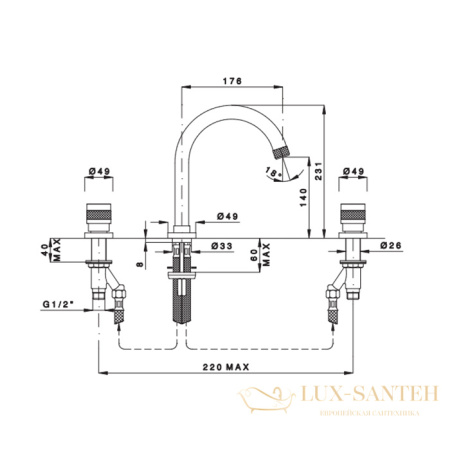 смеситель для раковины, nicolazzi khady, 2408tcnknrg21, black nichel/rose gold