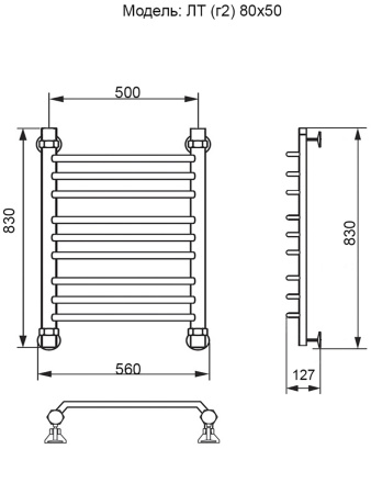 полотенцесушитель ника trapezium лт (г2) 80/50, цвет хром