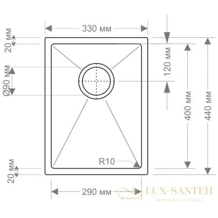 кухонная мойка seaman eco marino sme-330.a, нержавеющая сталь