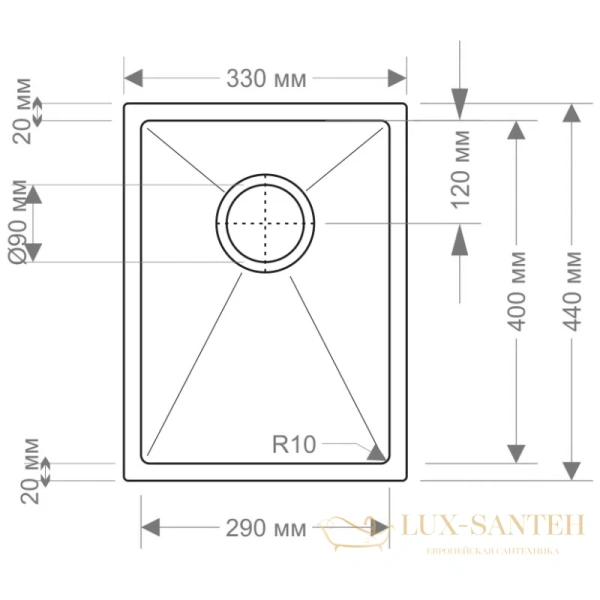 кухонная мойка seaman eco marino sme-330.a, нержавеющая сталь