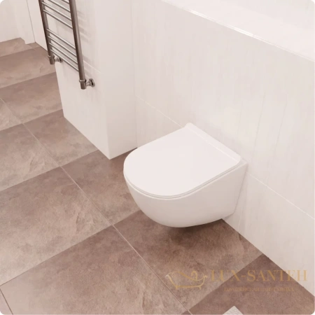 унитаз подвесной безободковый aquame aqm2002, с быстросъемным сиденьем softclose, белый глянцевый