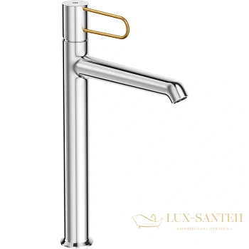 смеситель для раковины jacob delafon odeon rive gauche e21030-gld-cp с донным клапаном, хром/золотой