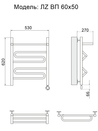полотенцесушитель электрический ника curve лz вп 60/50 правый тэн, цвет хром