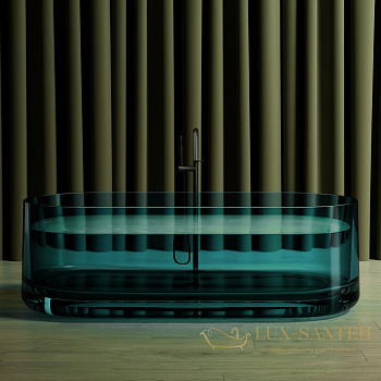 ванна свободностоящая прозрачная abber kristall at9708aquamarin, 170х75х55h см, бирюзовый глянцевый