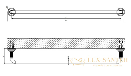 полотенцедержатель gessi venti20 65503.710 60 см, brass pvd