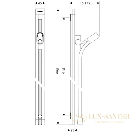 душевая штанга 90 см hansgrohe unica 27636000 со шлангом, хром