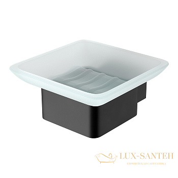 мыльница lemark smooth line 9742017 с держателем, черный матовый