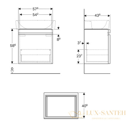 тумба под раковину geberit renova plan 869650000 576х438 мм, белый глянец