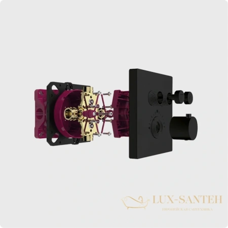 термостат встраиваемый для душа aquame aqm8801mb, на 2 потребителя, черный матовый