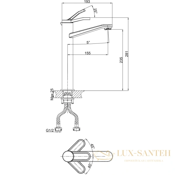 смеситель для раковины d&k venice.rialto da1062041, хром