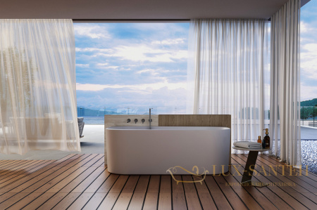 ванна акриловая угловая abber ab9494-1.7, белый глянцевый