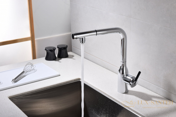 смеситель для кухни под фильтр с выдвижным изливом paulmark viper vi213105-cr, хром