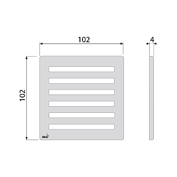 дизайновая решетка alcaplast 102 × 102 × 5 латунь – хром дизайн 3 mpv003