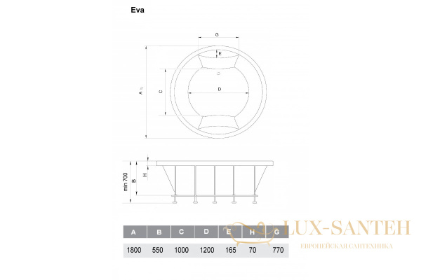 ванна акриловая vayer eva d180