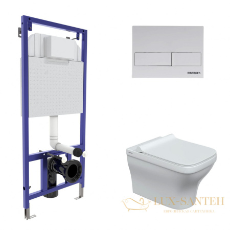 комплект berges 042455: подвесной унитаз strati с системой инсталляции novum 525 и панелью смыва, белый