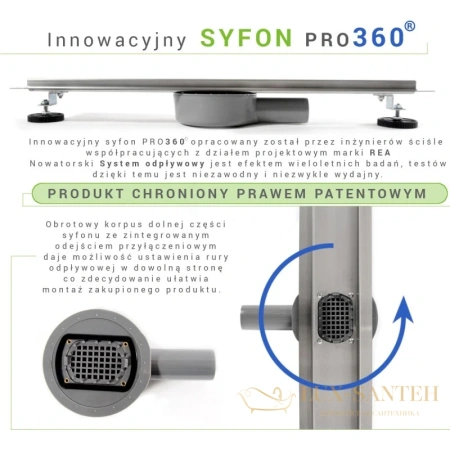 душевой канал rea neo&pure pro rea-g0989 1000 мм 2 в 1 с основой под плитку, матовый хром