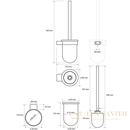 ершик bemeta organic 167113140 настенный, черный матовый