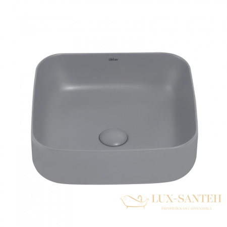 раковина накладная abber rechteck ac2211mg, 38,5х38,5 см, серый матовый