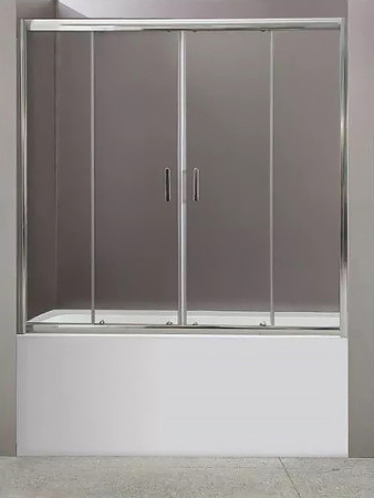 шторка на ванну belbagno uno uno-vf-2-170/145-c-cr 170 см профиль хром, стекло прозрачное 