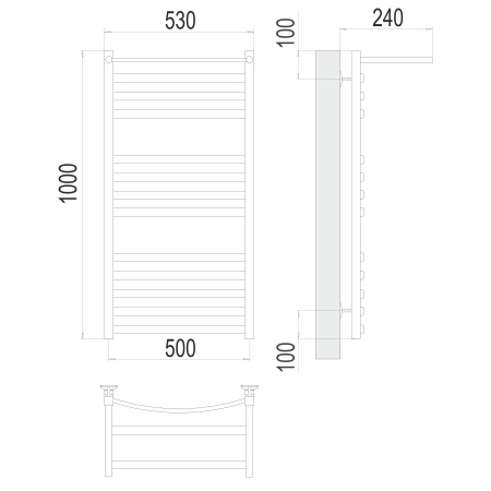полотенцесушитель водяной terminus енисей 4670078529572 с полкой п13 500x1000