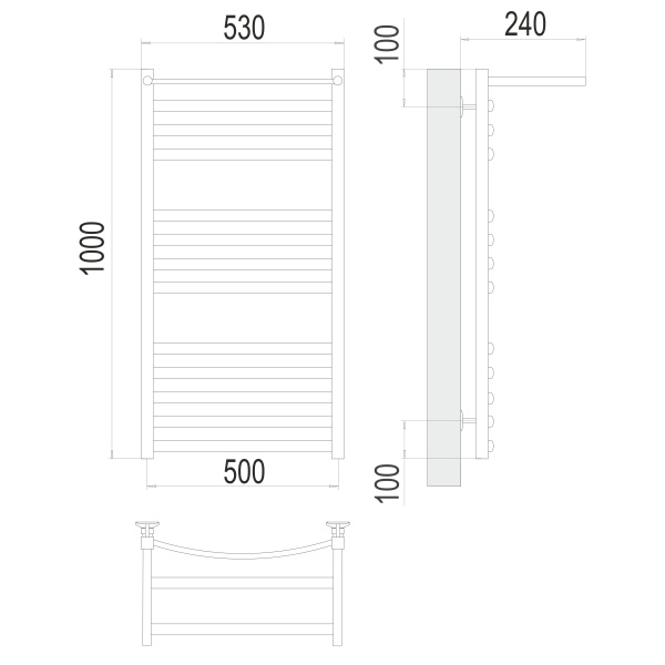 полотенцесушитель водяной terminus енисей 4670078529572 с полкой п13 500x1000