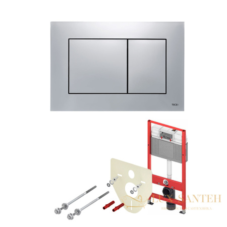 комплект tece tecebase 2.0 k440402 для подвесного унитаза с панелью смыва tecenow хром матовый