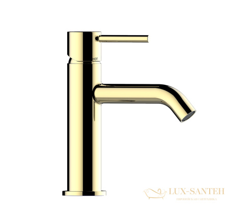 смеситель для раковины bossini teo z00701.021, c донным клапаном, золото