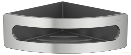 полка для душа угловая keuco elegance 11657210001, с пластиковой вставкой, нержавеющая сталь шлифованная/антрацит
