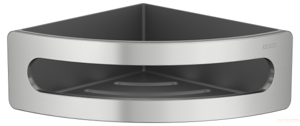 полка для душа угловая keuco elegance 11657210001, с пластиковой вставкой, нержавеющая сталь шлифованная/антрацит