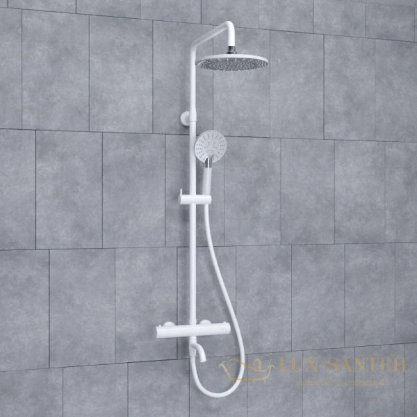 душевая система wasserkraft mindel a188.067.058.wm thermo 225 мм, белый матовый