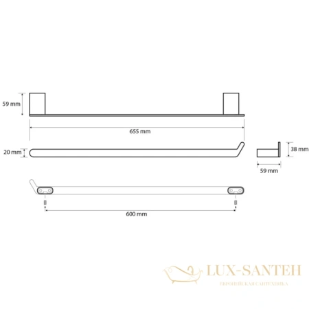 полотенцедержатель bemeta organic 167104370 65,5 см, черный матовый