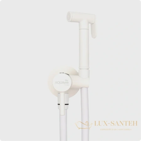 гигиенический набор со встроенным смесителем aquame minimal aqm6020mw, белый матовый