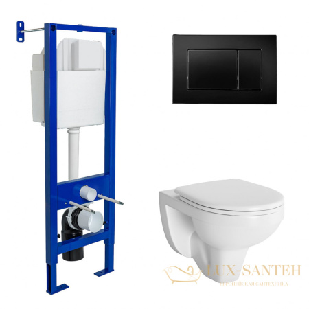 комплект berges 042431: подвесной унитаз gamma с системой инсталляции atom 410 и панелью смыва, черный матовый