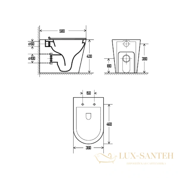 унитаз приставной безободковый aquame aqm3001, с быстросъемным сиденьем softclose, белый глянцевый