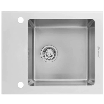 кухонная мойка seaman eco glass smg-610w.b, нержавеющая сталь/белый