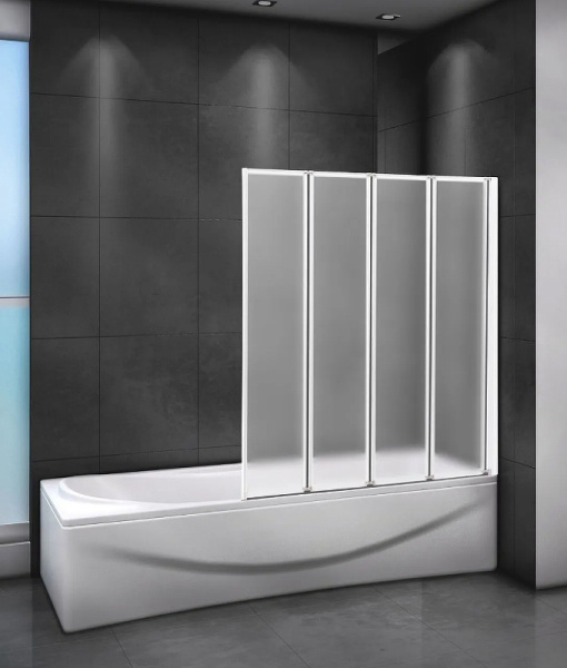 шторка на ванну cezares relax relax-v-4-90/140-p-bi-r 90 см r профиль серый, стекло текстурное